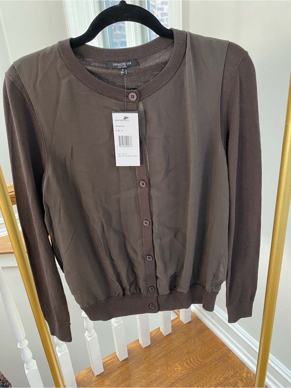 Lafayette 148 Brown Button Front Cardigan
